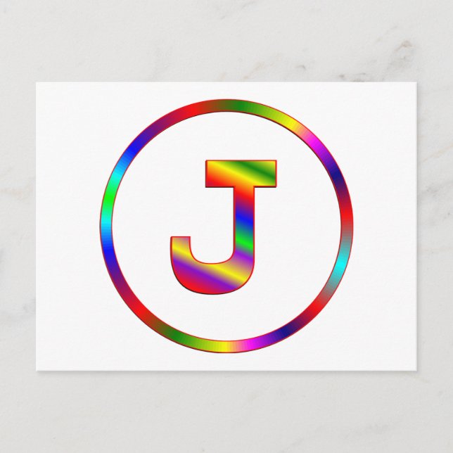 Letter J Rainbow Postkarte (Vorderseite)