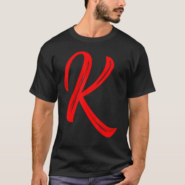 Letter K Alphabet Large Red Graphic Initial T-Shirt (Vorderseite)
