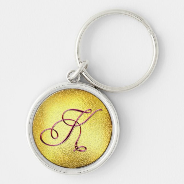 Letter K Burgundy Imitats Pearl Schlüsselanhänger (Vorne)