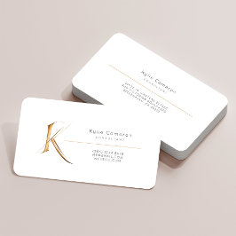 Letter K Calligrafy Gold/Schwarz Gradient Monogram Visitenkarte
