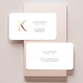 Letter K Calligrafy Gold/Schwarz Gradient Monogram Visitenkarte