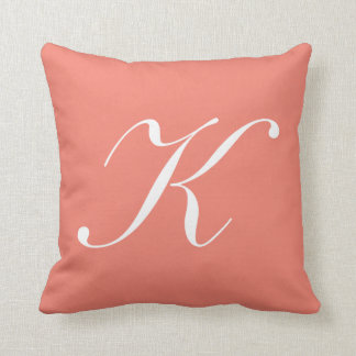 Letter K Coral Monogram Pillow Kissen