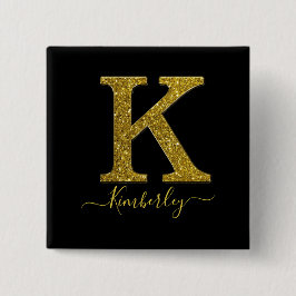 Letter K Glitzer Button