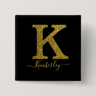 Letter K Glitzer Button