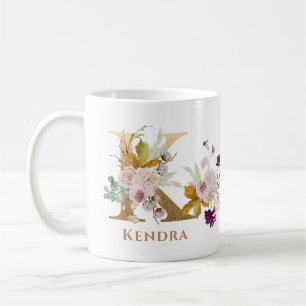 Letter K - Gold Floral Name Schwesterfreund Kaffeetasse