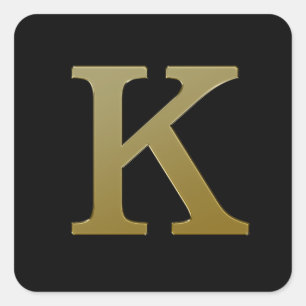 Letter K Gold Square Aufkleber