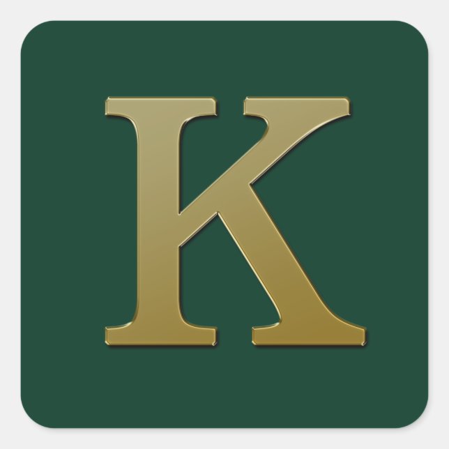 Letter K Gold Square Sticker (Vorderseite)