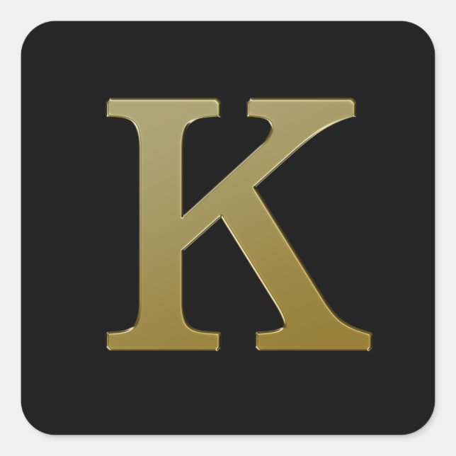 Letter K Gold Square Sticker (Vorderseite)