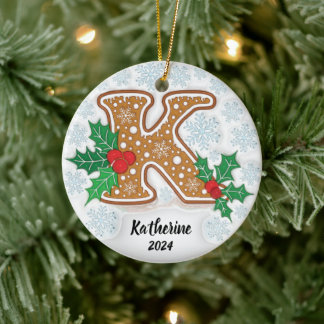 Letter K Individuelle Name Weihnachten Keramik Ornament