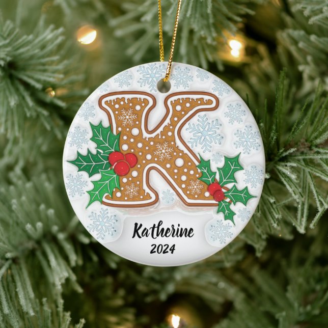 Letter K Individuelle Name Weihnachten Keramik Ornament (Baum)