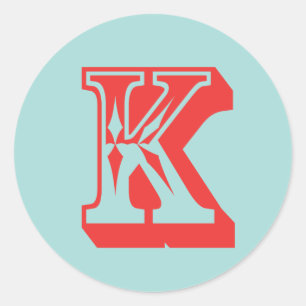 Letter-K-Karneval-Monogramm-Anfangsvorzug Runder Aufkleber