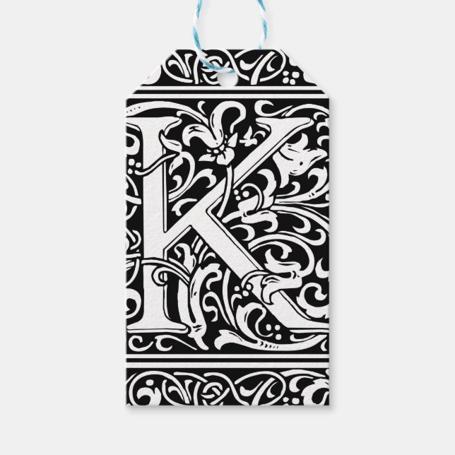 Letter K Medieval Monogram Art Nouveau Geschenkanhänger (Vorderseite)