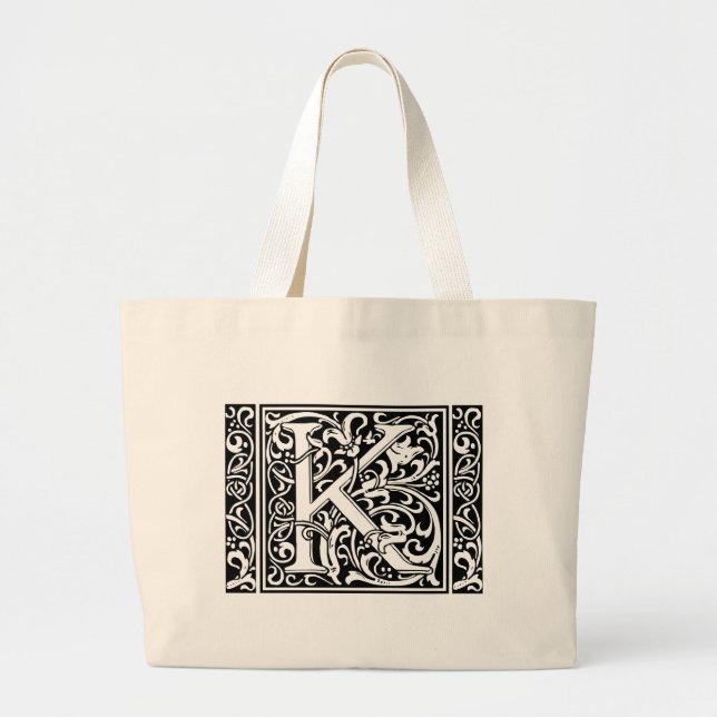 Letter K Medieval Monogram Art Nouveau Jumbo Stoffbeutel (Vorne)