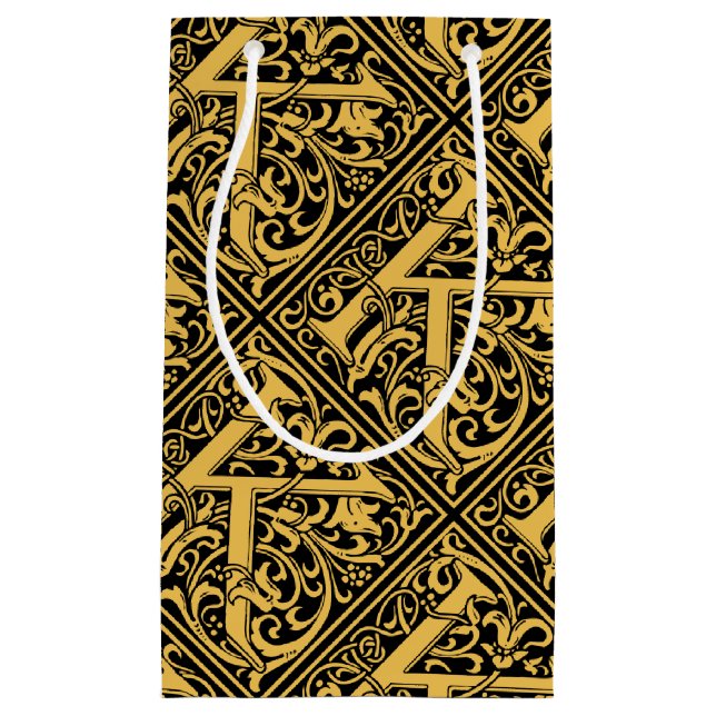 Letter K Medieval Monogram Art Nouveau Kleine Geschenktüte (Vorderseite)