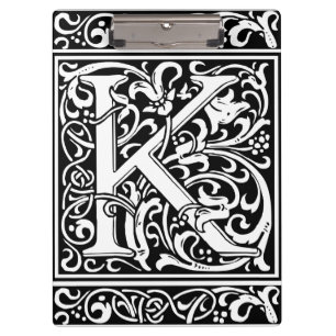 Letter K Medieval Monogram Art Nouveau Klemmbrett