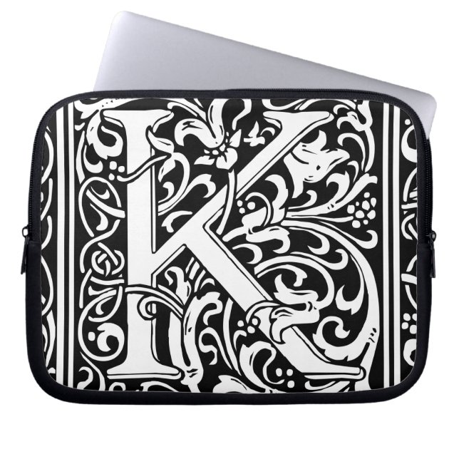 Letter K Medieval Monogram Art Nouveau Laptopschutzhülle (Vorderseite)