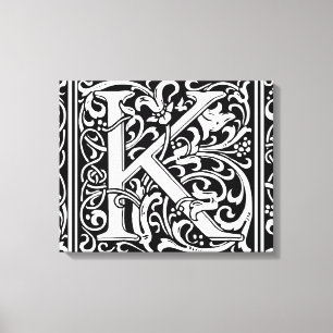 Letter K Medieval Monogram Art Nouveau Leinwanddruck
