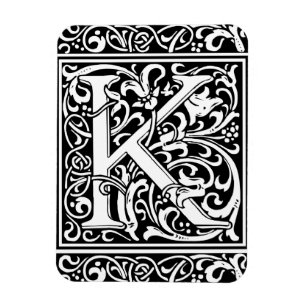 Letter K Medieval Monogram Art Nouveau Magnet