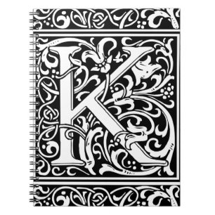 Letter K Medieval Monogram Art Nouveau Notizblock