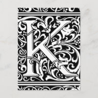 Letter K Medieval Monogram Art Nouveau