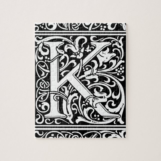 Letter K Medieval Monogram Art Nouveau Puzzle (Vertikal)