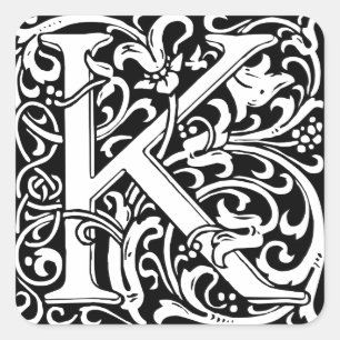 Letter K Medieval Monogram Art Nouveau Quadratischer Aufkleber