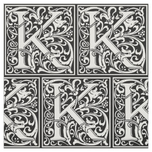 Letter K Medieval Monogram Art Nouveau Stoff