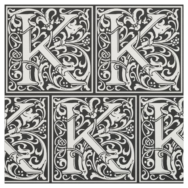 Letter K Medieval Monogram Art Nouveau Stoff (Muster)
