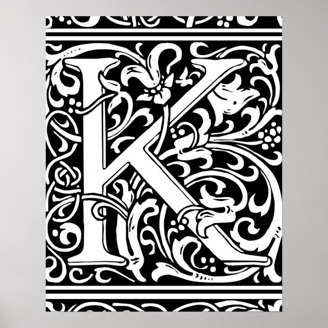 Letter K Medieval Monogram Vintag Initial Poster (Vorne)