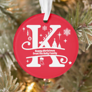 Letter K Monogram Anfangsname Familienname Gruß Ornament