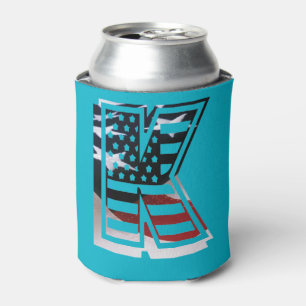 Letter K Monogram Initial Patriotic USA Flag Dosenkühler