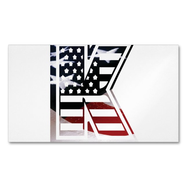 Letter K Monogram Initial Patriotic USA Flag Magnetische Visitenkarte (Vorderseite)