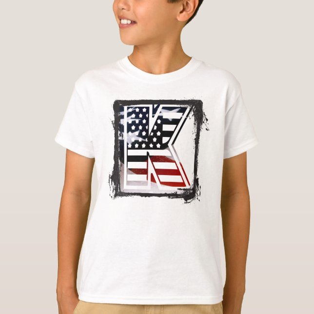 Letter K Monogram Initial USA T-Shirt (Vorderseite)
