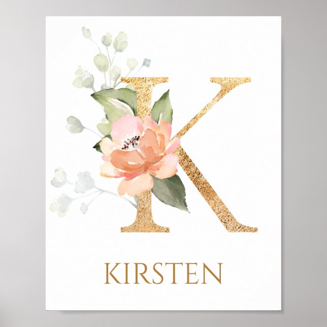 Letter K Monogram Rosa Kinderzimmer Poster (Vorne)