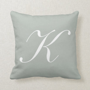 Letter K Silver Gray Monogram Pilze Kissen