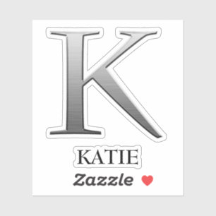 Letter k Two-Tone Silver Gray und Name Aufkleber