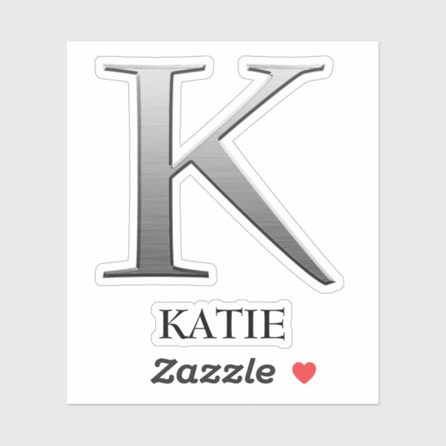 Letter k Two-Tone Silver Gray und Name Aufkleber (Blatt)
