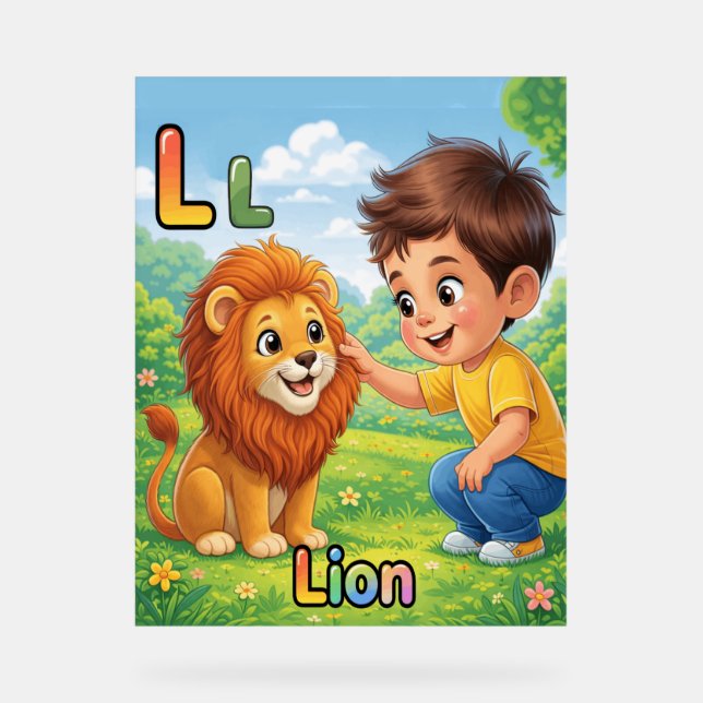 Letter L Alphabet Poster – L is for Lion  (Vorderseite)