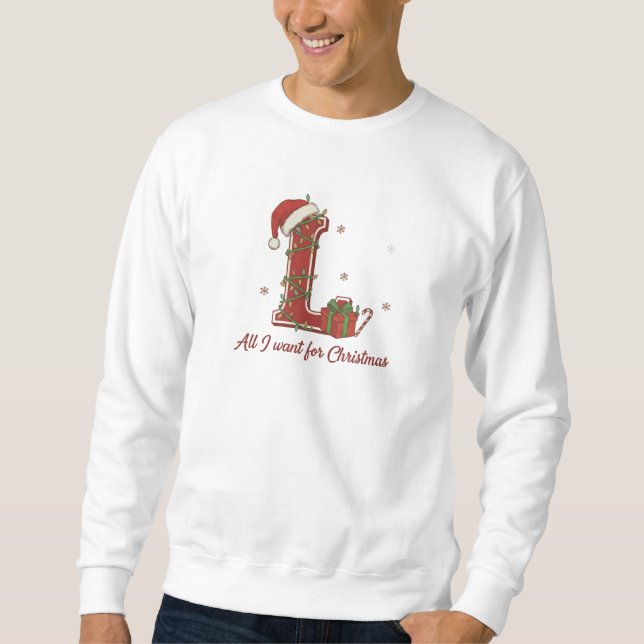 Letter L Christmas Monogram Design Sweatshirt (Vorderseite)