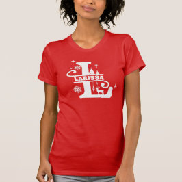Letter L Christmas Monogram Initial Name Red T-Shirt