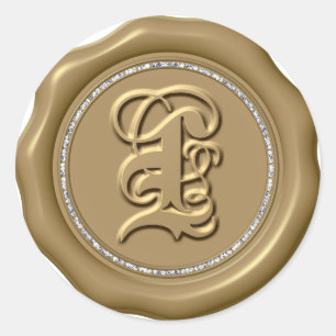 *~* Letter L Diamond Circle GOLD Wax Siegel Sticke Runder Aufkleber