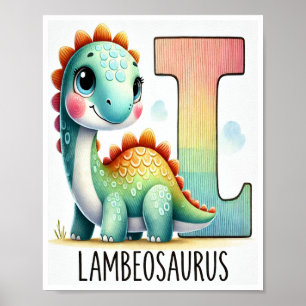Letter L, Dinosaur Alphabet Wasserfarbe Poster