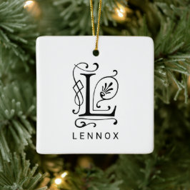 Letter L Elegant Monogram Christmas Ornament
