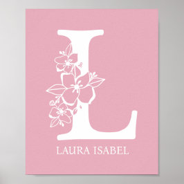 Letter L Floral Monogram Name Kinderzimmer Modern Poster