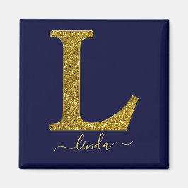 Letter L Gold Glitzer Magnet