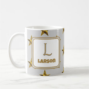 Letter L Gold Silver Stars Accent Monogram Initial Kaffeetasse