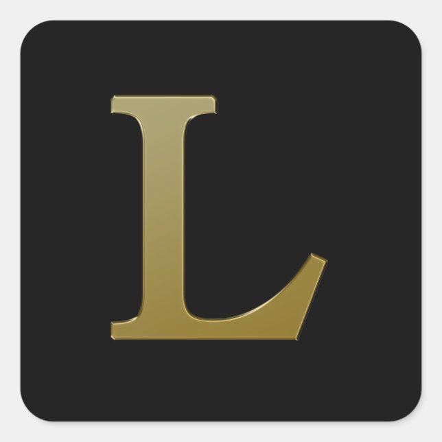 Letter L Gold Square Sticker (Vorderseite)