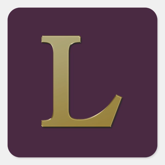 Letter L Gold Square Sticker (Vorderseite)