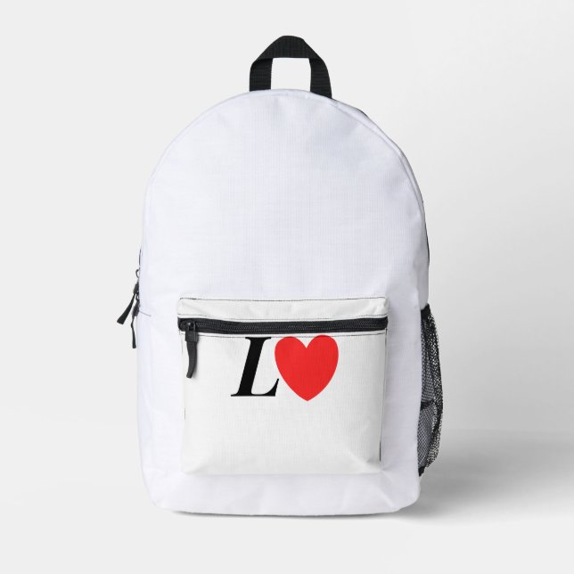 Letter L Heart - Valentine Initial Love Design Bedruckter Rucksack (Vorderseite)