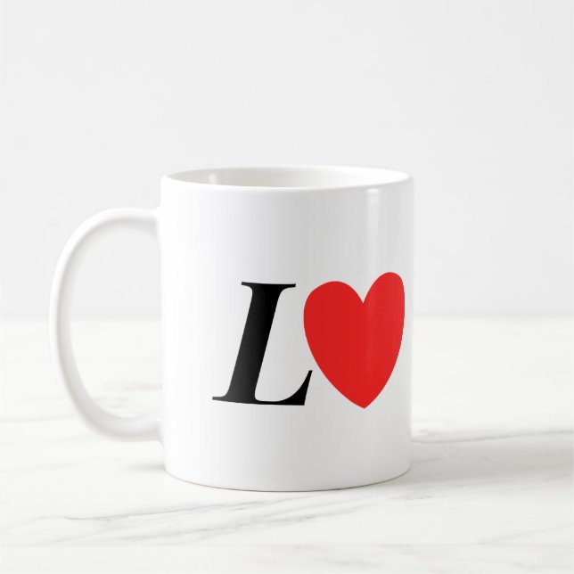 Letter L Heart - Valentine Initial Love Design Kaffeetasse (Links)